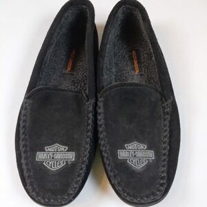 Harley Davidson Men's Clay Slippers Black D93926 House Shoes 13 Leather EXC COND
